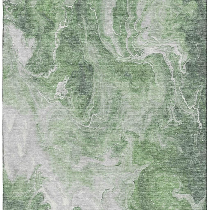 10' X 14' Abstract Washable Area Rug With UV Protection (697224) - Green / Gray / Ivory