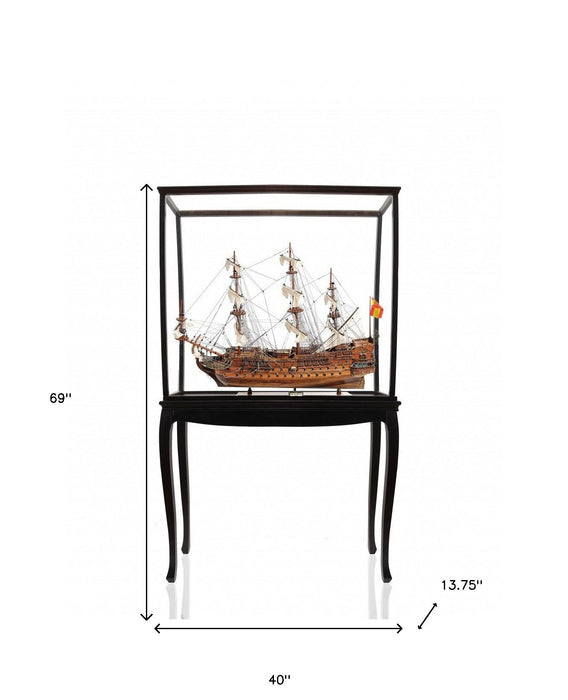 Hand Painted San Felipe Large Floor Display Model Boat - Brown