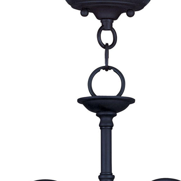 15" Three Light Metal Dimmable Chandelier With Shades - Black