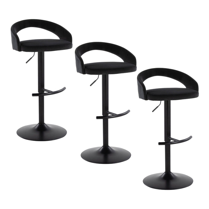Grotto - Upholstered Adjustable Barstool - Black Metal Base