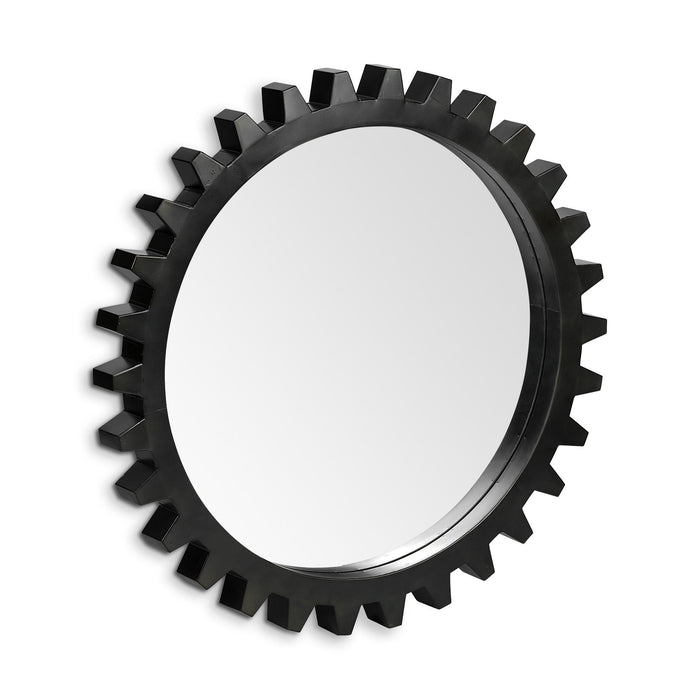 37" Round Metal Frame Wall Mirror - Black