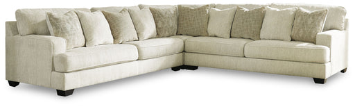 Rawcliffe 5-piece parchment sectional sofa from Signature Design by Ashley® with plush cushions and modern stationary design.