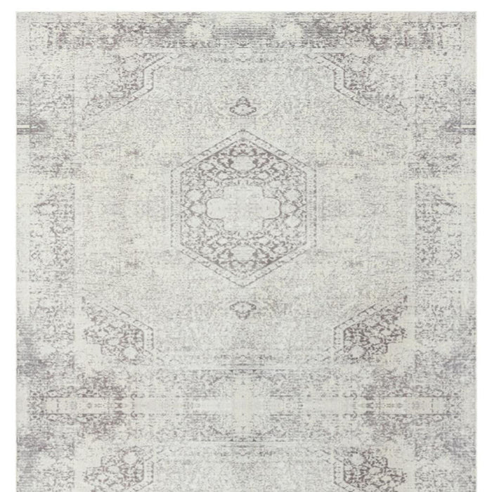 2' X 5' Medallion Washable Non Skid Area Rug (534007) - Gray / Off White
