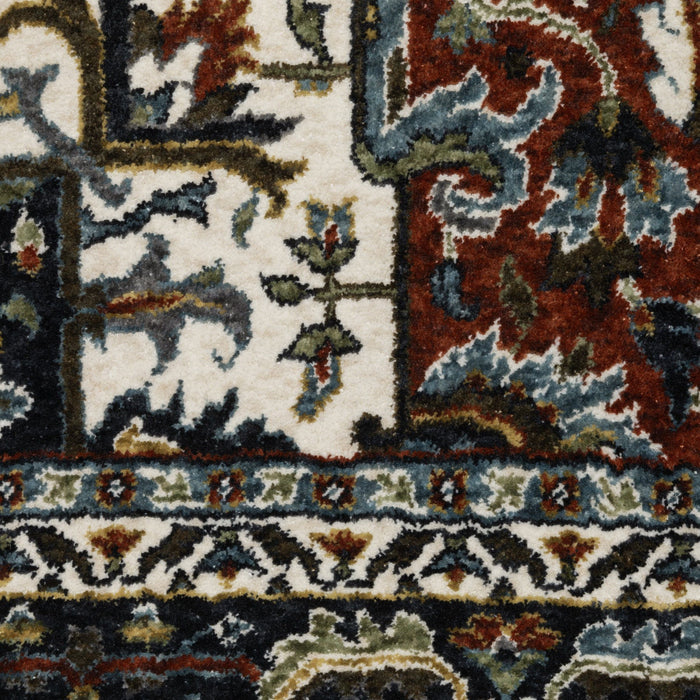 8' X 11' Medallion Area Rug With Fringe (574880) - Red / Ivory / Black