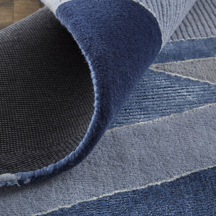 9' x 12' Wool Geometric Tufted Handmade Area Rug - Silver And Blue