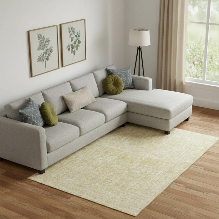 10' X 14' Geometric Washable Area Rug With UV Protection (708157) - Wheat / Beige