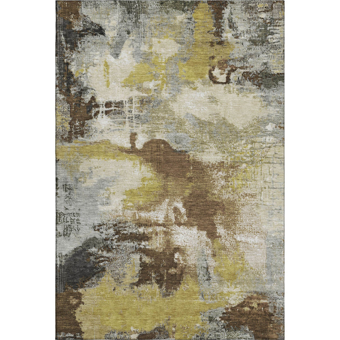 10' X 14' Abstract Washable Area Rug With UV Protection (699676) - Brown / Gray / Gold