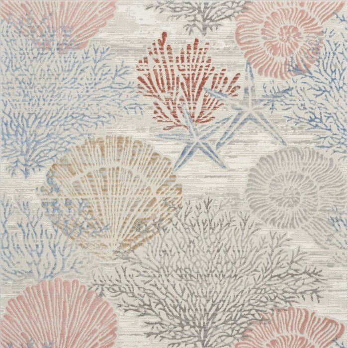 6' X 9' Seashell Area Rug (550275) - Blue / Blush / Gray
