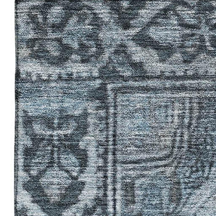 10' X 14' Oriental Washable Area Rug With UV Protection (700541) - Navy Blue / Gray