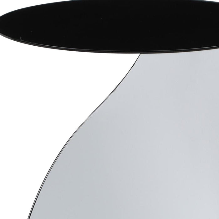 Steel Round Pedestal End Table (719934) - Black / White