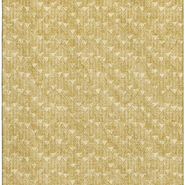 10' X 14' Geometric Washable Area Rug With UV Protection (647086) - Gold / Ivory