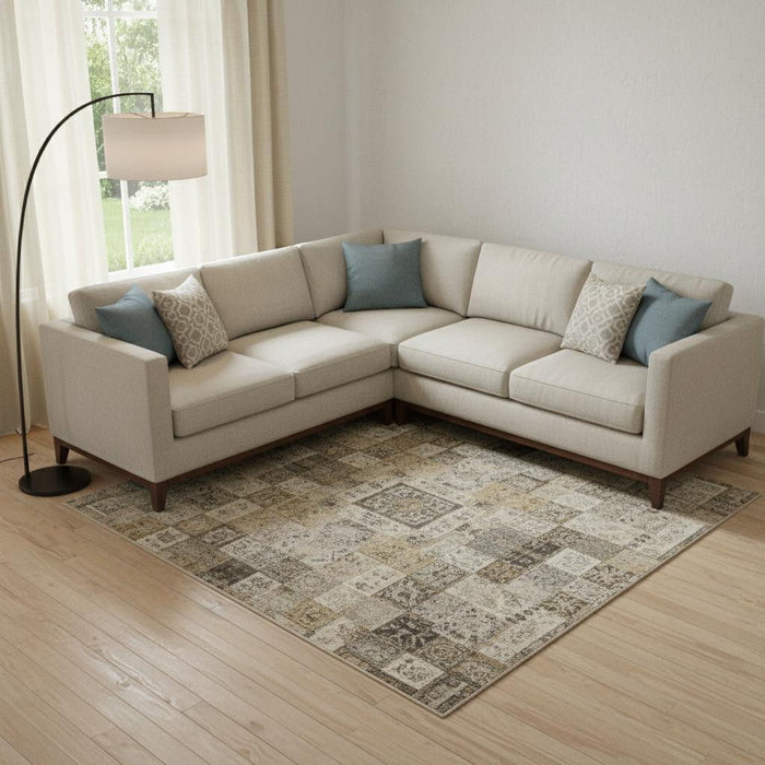 10' X 14' Abstract Washable Area Rug With UV Protection (710094) - Gold / Blue