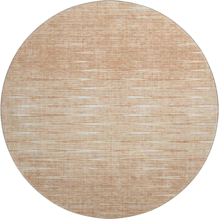 8' Abstract Washable Round Rug With UV Protection - Salmon And Ivory
