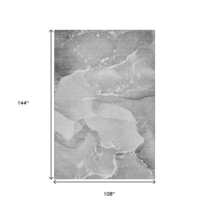 9' X 12' Abstract Washable Area Rug With UV Protection (647205) - Gray / Ivory