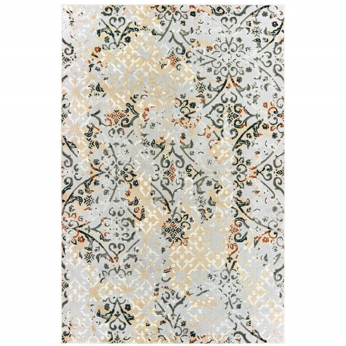 10' x 13' Abstract Power Loom Stain Resistant Area Rug - Gray And Gold