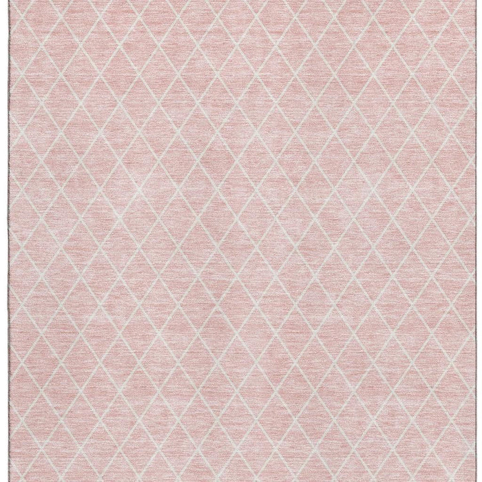 10' X 14' Geometric Washable Area Rug With UV Protection (674119) - Pink / Ivory