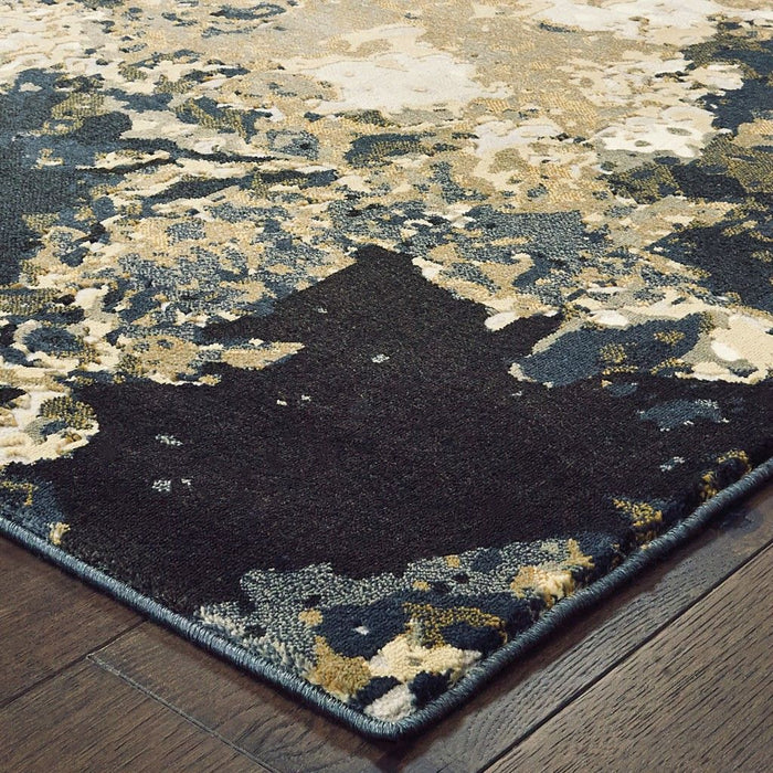 6' x 9' Abstract Marble Indoor Area Rug - Ivory Navy