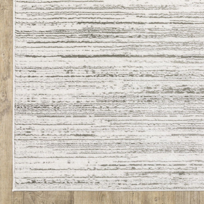 9.8' x 12.9' Abstract Power Loom Area Rug - Gray And White
