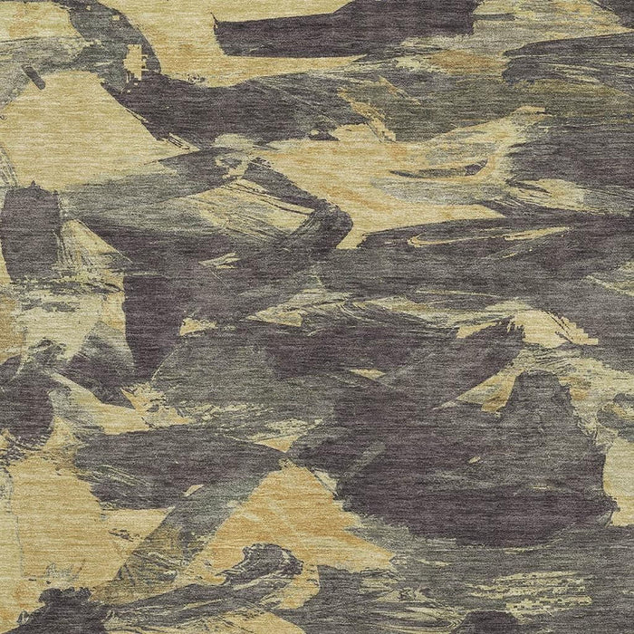10' X 14' Abstract Washable Area Rug With UV Protection (693108) - Charcoal / Gold