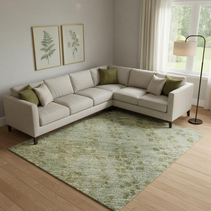 10' X 14' Abstract Washable Area Rug With UV Protection (717362) - Green / Gold