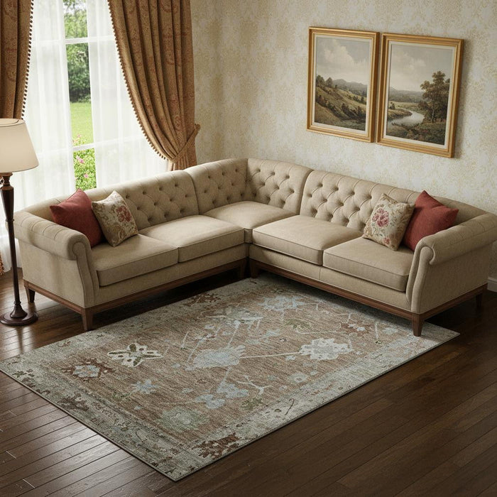 10' X 14' Oriental Washable Area Rug With UV Protection (714955) - Brown / Gray