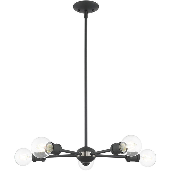 Five Light Dimmable Chandelier With Shades - Gray