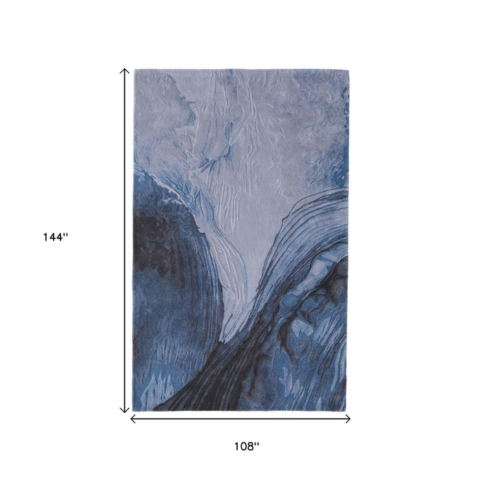 12' X 9' Abstract Hand Tufted Area Rug - Blue / Gray