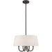 HomeRoots 20-inch bronze metal chandelier with four cream shades and dimmable lighting, ideal for elegant dining or living room decor.