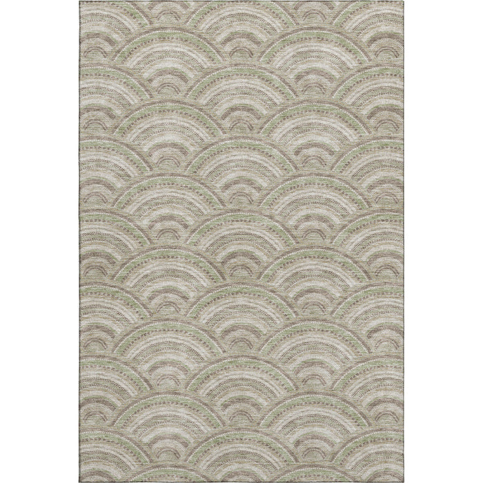 10' X 14' Geometric Washable Area Rug With UV Protection (677729) - Taupe / Ivory