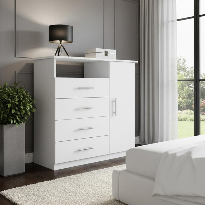 4 Drawer Combo Dresser - White