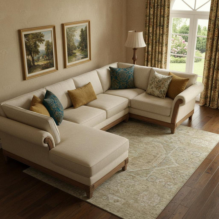 10' X 14' Oriental Washable Area Rug With UV Protection (699891) - Tan / Beige