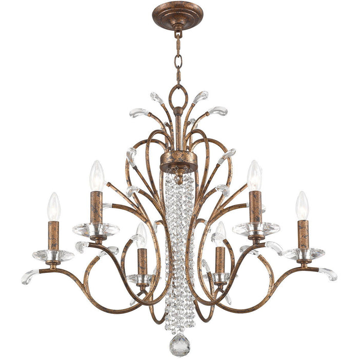 26'' Six-Light Dimmable Chandelier With Shades - Bronze