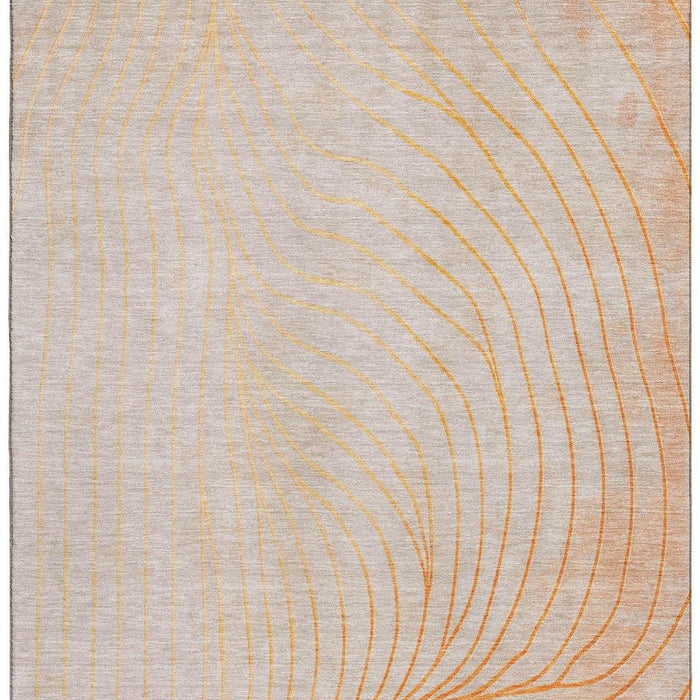 10' X 14' Abstract Washable Area Rug With UV Protection (718127) - Orange / Silver