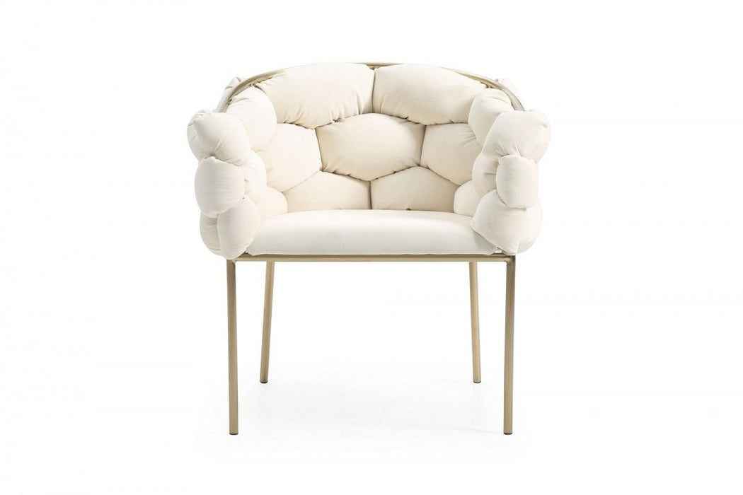 Upholstered Fabric Dining Room Arm Chair - White