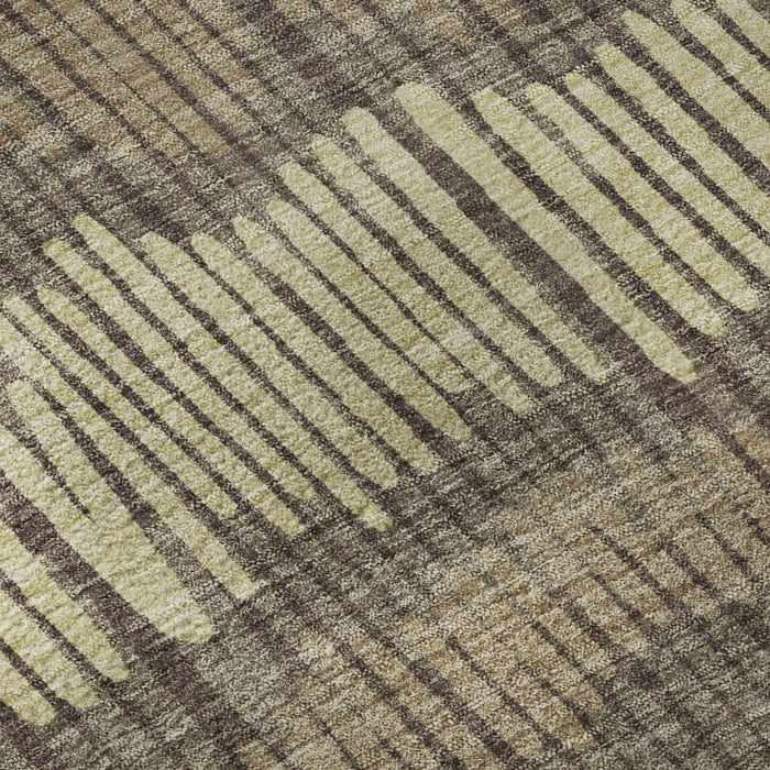 10' X 14' Striped Washable Area Rug With UV Protection (670628) - Brown / Cream / Ivory
