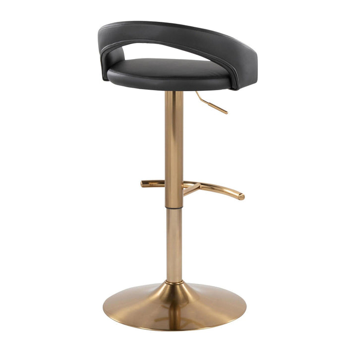 Grotto - Upholstered Adjustable Barstool - Gold Metal Base
