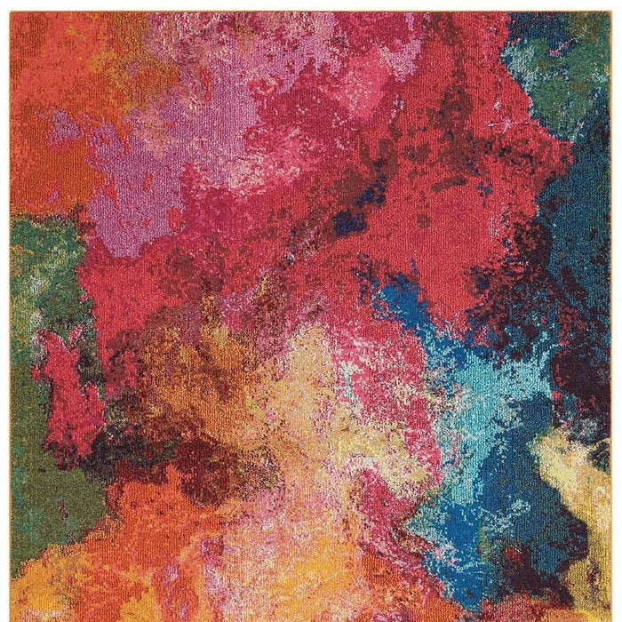 8' X 11' Abstract Non Skid Area Rug - Navy Blue
