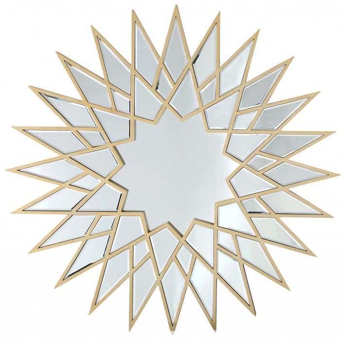 34" Sunburst Metal Framed Accent Mirror - Gold