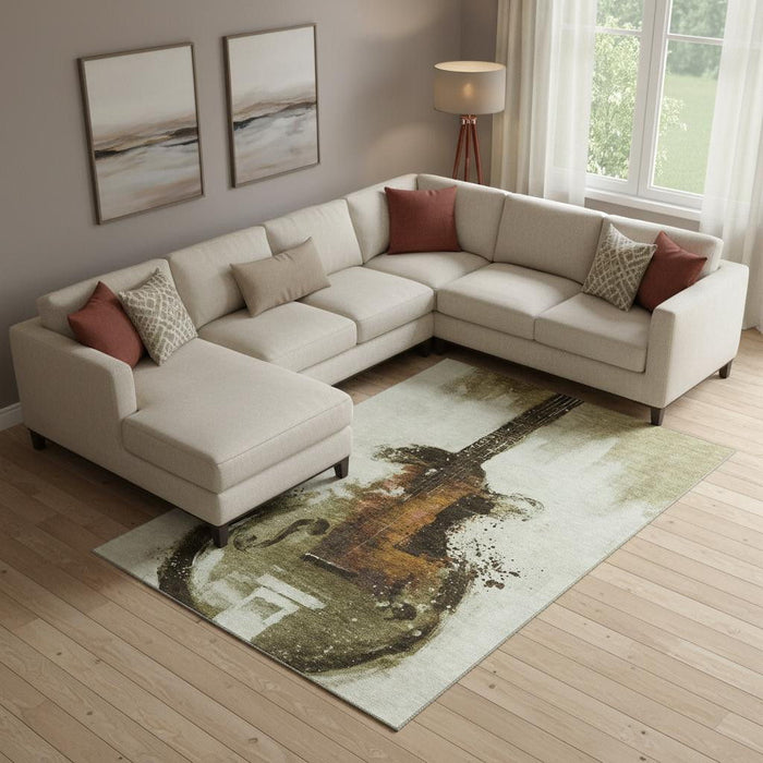 10' X 14' Abstract Washable Area Rug With UV Protection (717530) - Brown / Charcoal