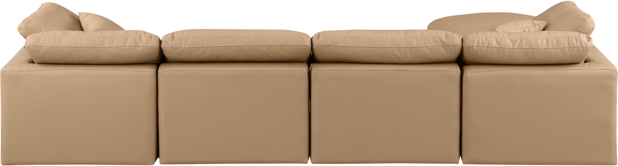 Indulge - Faux Leather 5 Piece Modular Sectional With Chaise - Tan