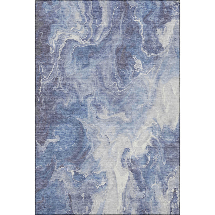 10' X 14' Abstract Washable Area Rug With UV Protection (697242) - Navy Blue / Ivory