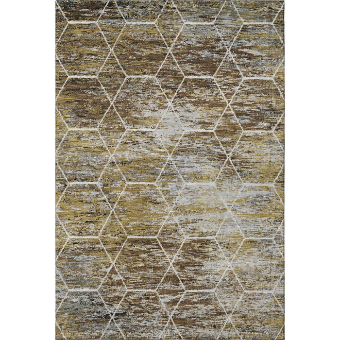 10' X 14' Geometric Washable Area Rug With UV Protection (699178) - Brown / Gold / Ivory