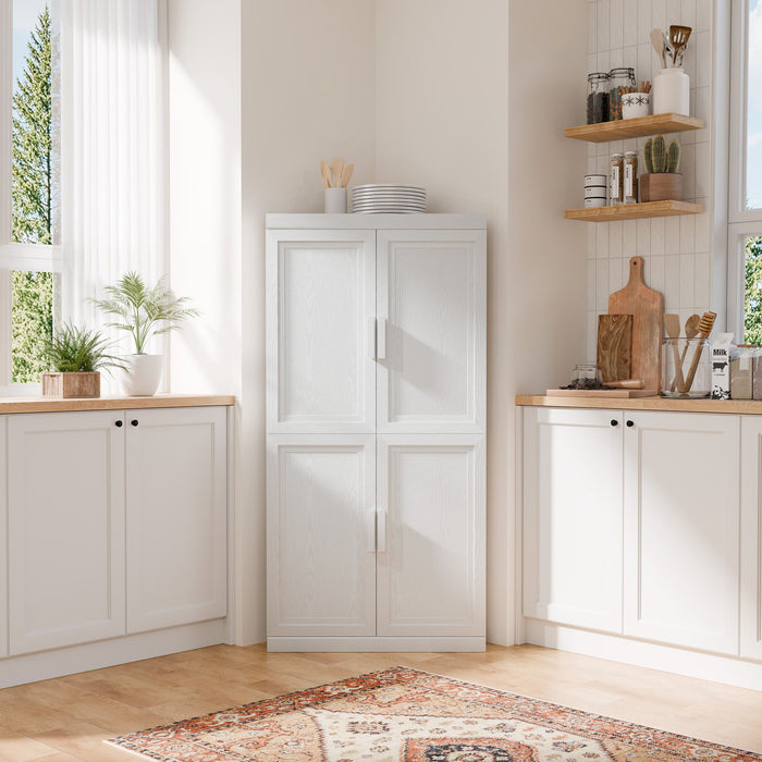 Corner Accent Cabinet With Two Doors (Set of 2) - White