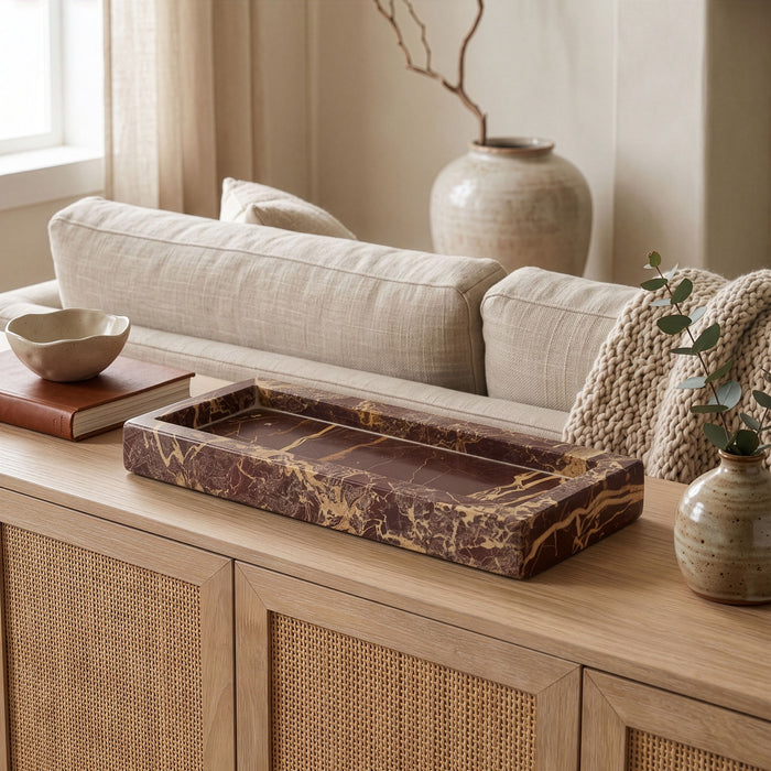 Elegant marble tray from Michael by Meridian Furniture featuring a sleek, genuine marble surface and stylish design.