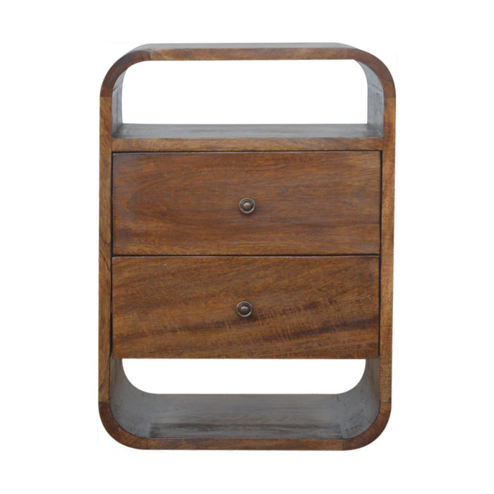 22" Wood Two Drawer Nightstand - Chestnut