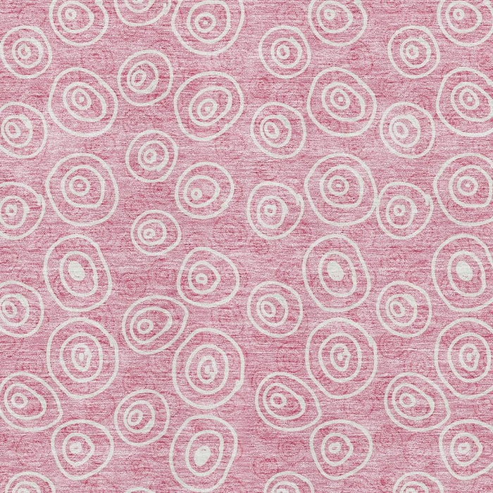 10' X 14' Polka Dot Washable Area Rug With UV Protection - Pink And Ivory