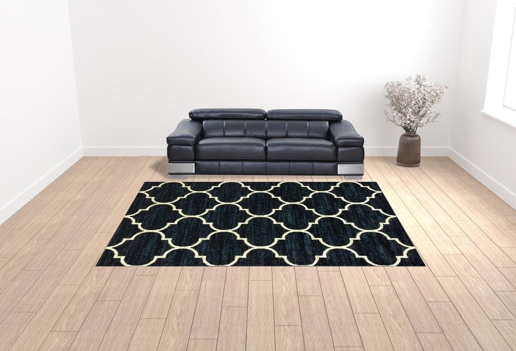 10' x 13' Geometric Power Loom Stain Resistant Area Rug - Navy And Ivory