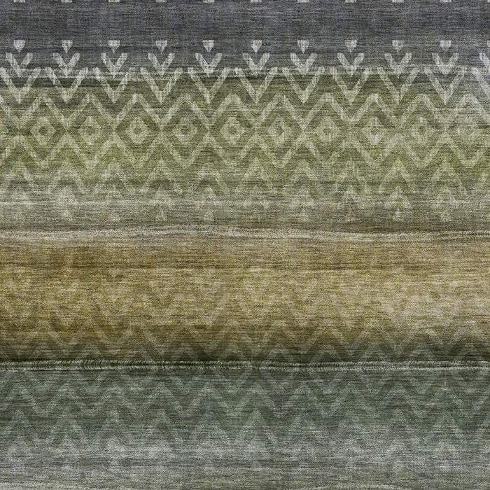 10' X 14' Geometric Washable Area Rug With UV Protection (715651) - Green / Charcoal