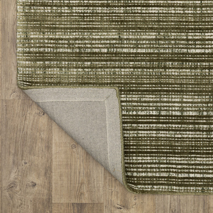 8' X 10' Striped Hand Tufted Area Rug - Green And Ivory