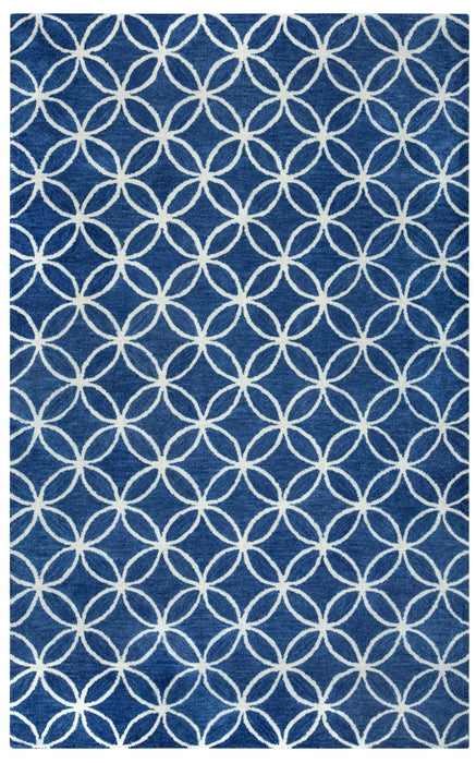 10' X 14' Wool Geometric Hand Tufted Area Rug (747829) - Blue / Ivory